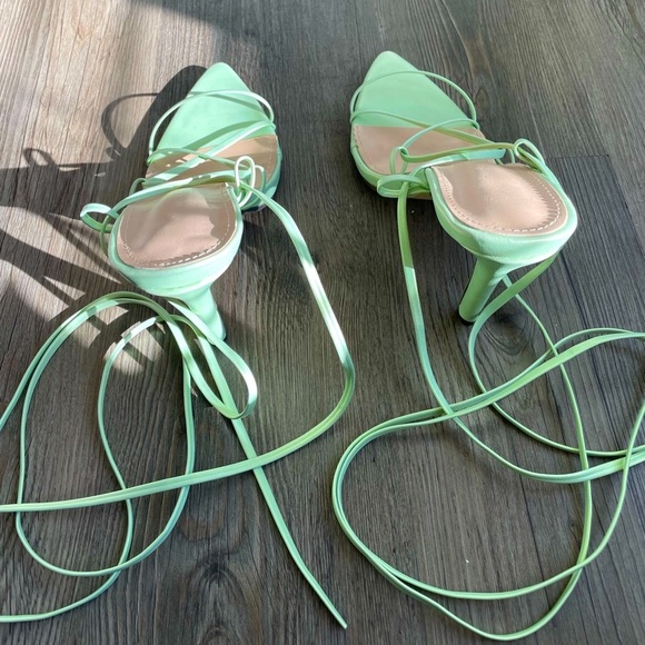 Strappy Mint Green Heels - Picture 3 of 13
